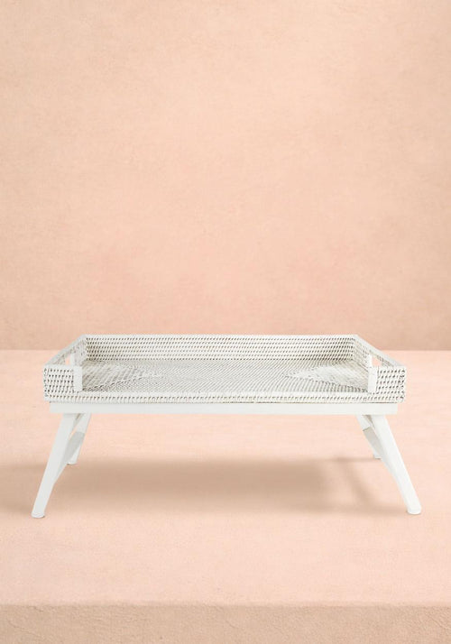 Rattan Breakfast Tray - White