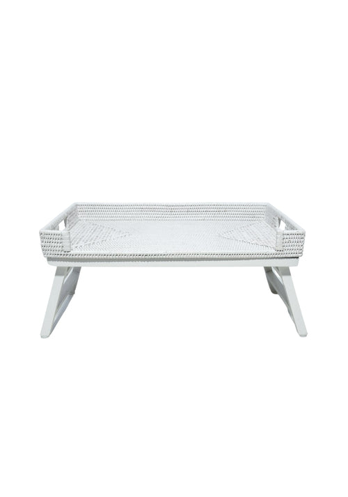 Rattan Breakfast Tray - White