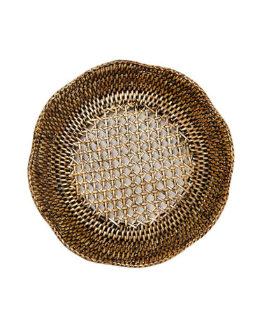 Serving Piece Saratoga Round Rattan Scalloped Tray - Brown