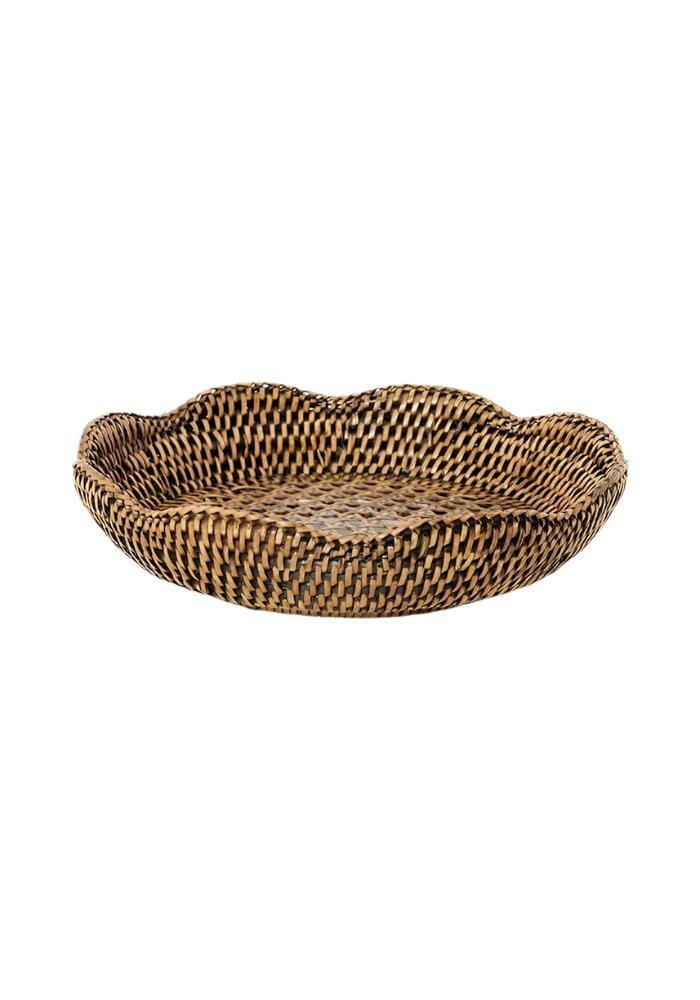 Serving Piece Saratoga Round Rattan Scalloped Tray - Brown