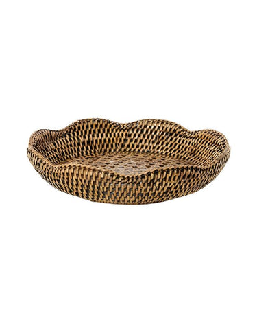 Serving Piece Saratoga Round Rattan Scalloped Tray - Brown