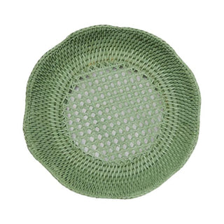 Serving Piece Saratoga Round Rattan Scalloped Tray - Green