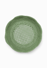 Saratoga Round Rattan Scalloped Tray - Green