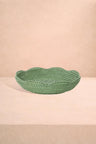 Saratoga Round Rattan Scalloped Tray - Green