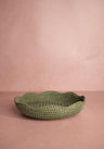 Saratoga Round Rattan Scalloped Tray - Green