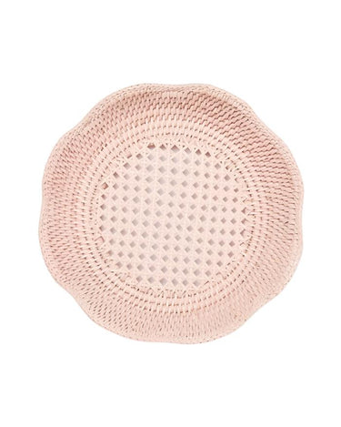 Serving Piece Saratoga Round Rattan Scalloped Tray - Pink