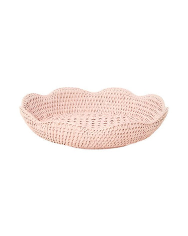 Serving Piece Saratoga Round Rattan Scalloped Tray - Pink