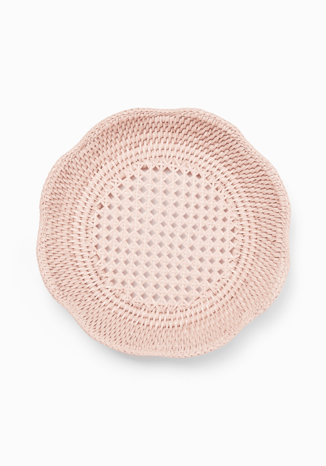 Saratoga Round Rattan Scalloped Tray - Pink
