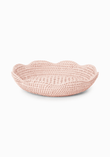 Saratoga Round Rattan Scalloped Tray - Pink