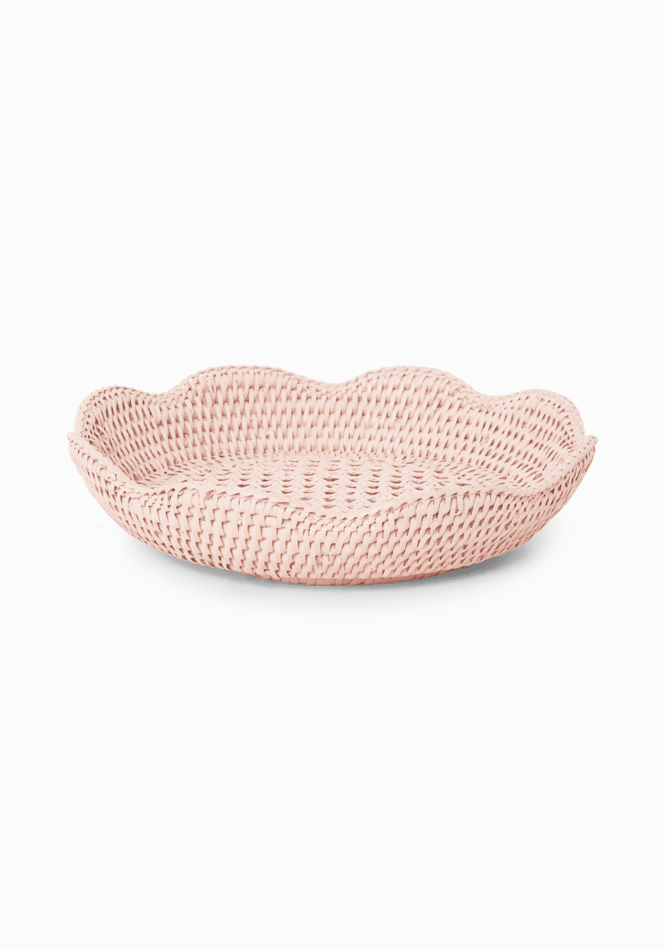 Saratoga Round Rattan Scalloped Tray - Pink