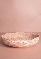 Saratoga Round Rattan Scalloped Tray - Pink