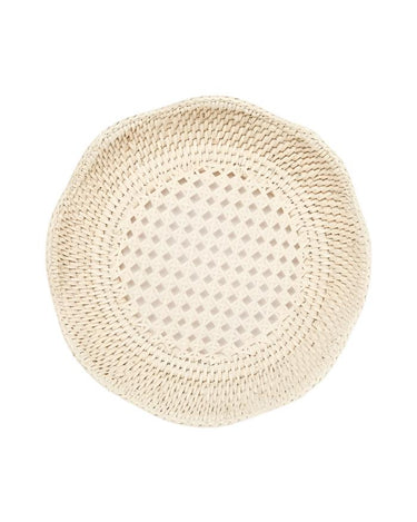 Serving Piece Saratoga Round Rattan Scalloped Tray - Sand Colour