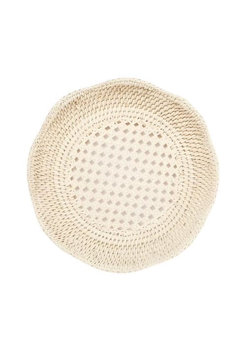 Saratoga Round Rattan Scalloped Tray - Sand Colour