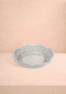Saratoga Round Rattan Scalloped Tray - White