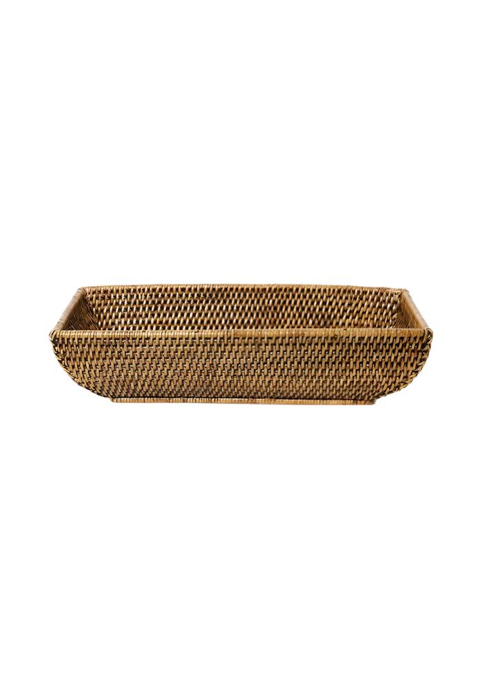 Serving Piece Wiltshire Long Rattan Basket in Classic Brown