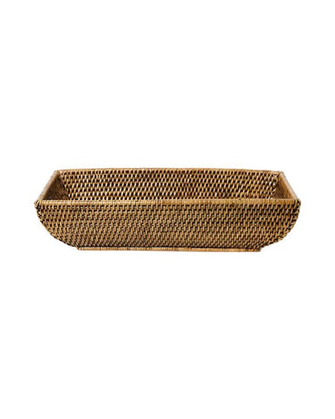 Serving Piece Wiltshire Long Rattan Basket in Classic Brown