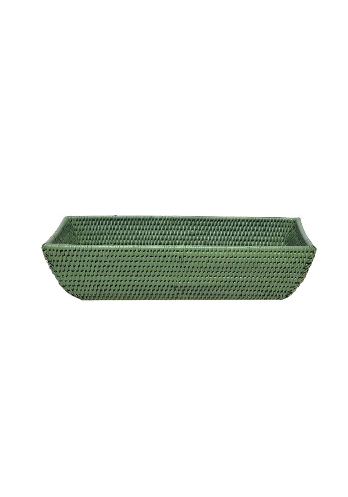 Serving Piece Wiltshire Long Rattan Basket in Green