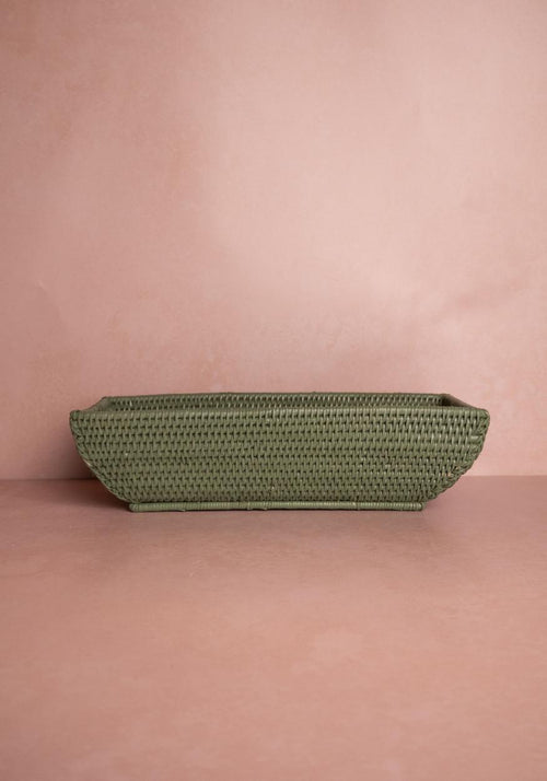 Wiltshire Long Rattan Basket in Green