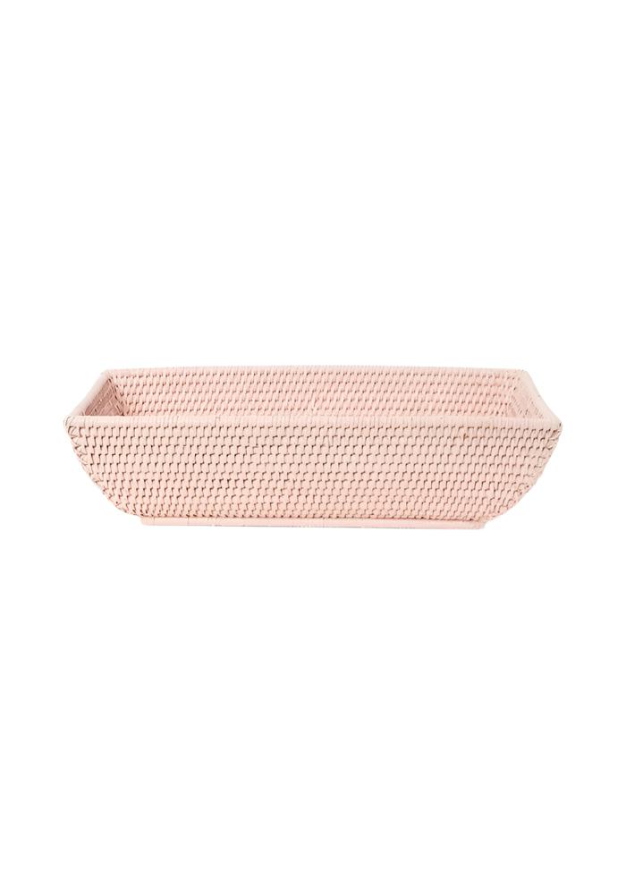 Serving Piece Wiltshire Long Rattan Basket in Pink