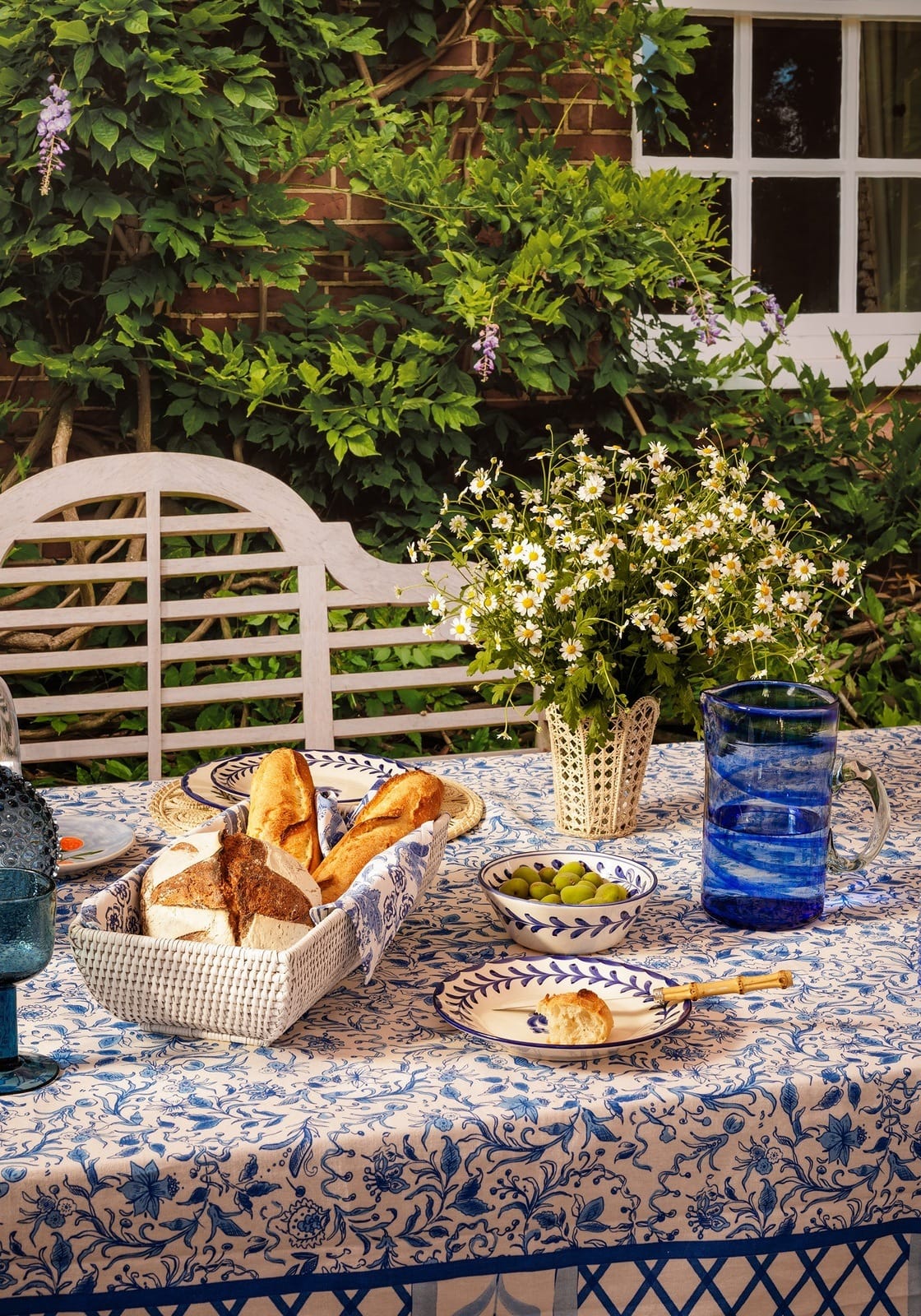 Serving Piece Wiltshire Long Rattan Basket in White