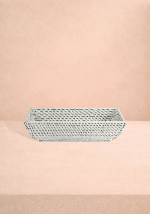 Wiltshire Long Rattan Basket in White
