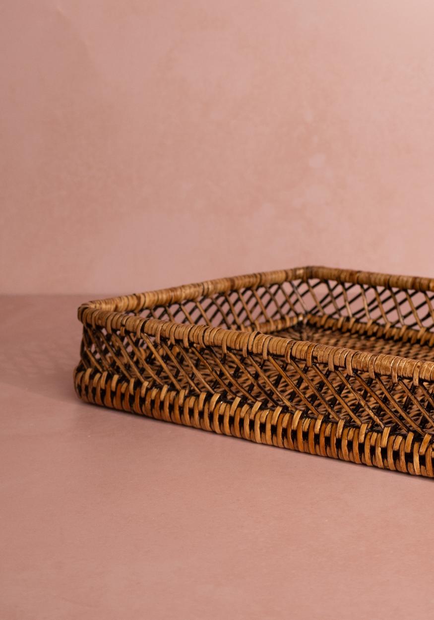 Criss Cross Rattan Tray