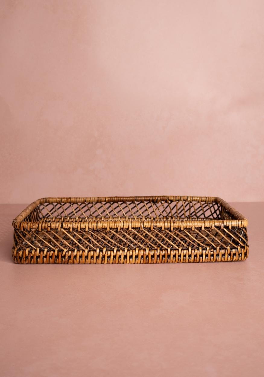Criss Cross Rattan Tray