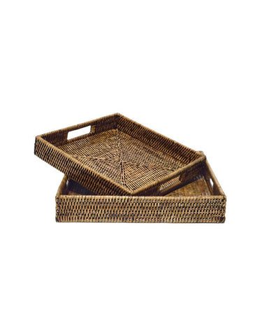 Serving Pair of Rattan Trays