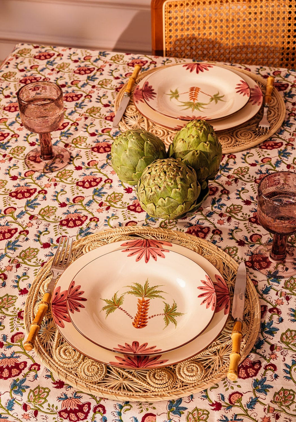 Side Plate Arabella Side Plate, Green Palm Tree Set of 4