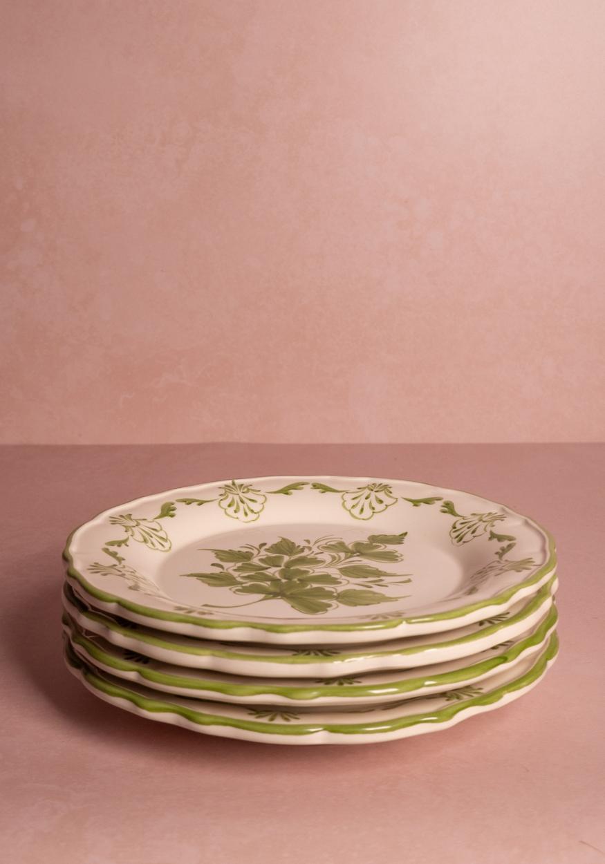Side Plate Cara Shell Side Plate, Green Set of 4