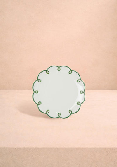 Glorious Green Scalloped Side Plates - Set of 4