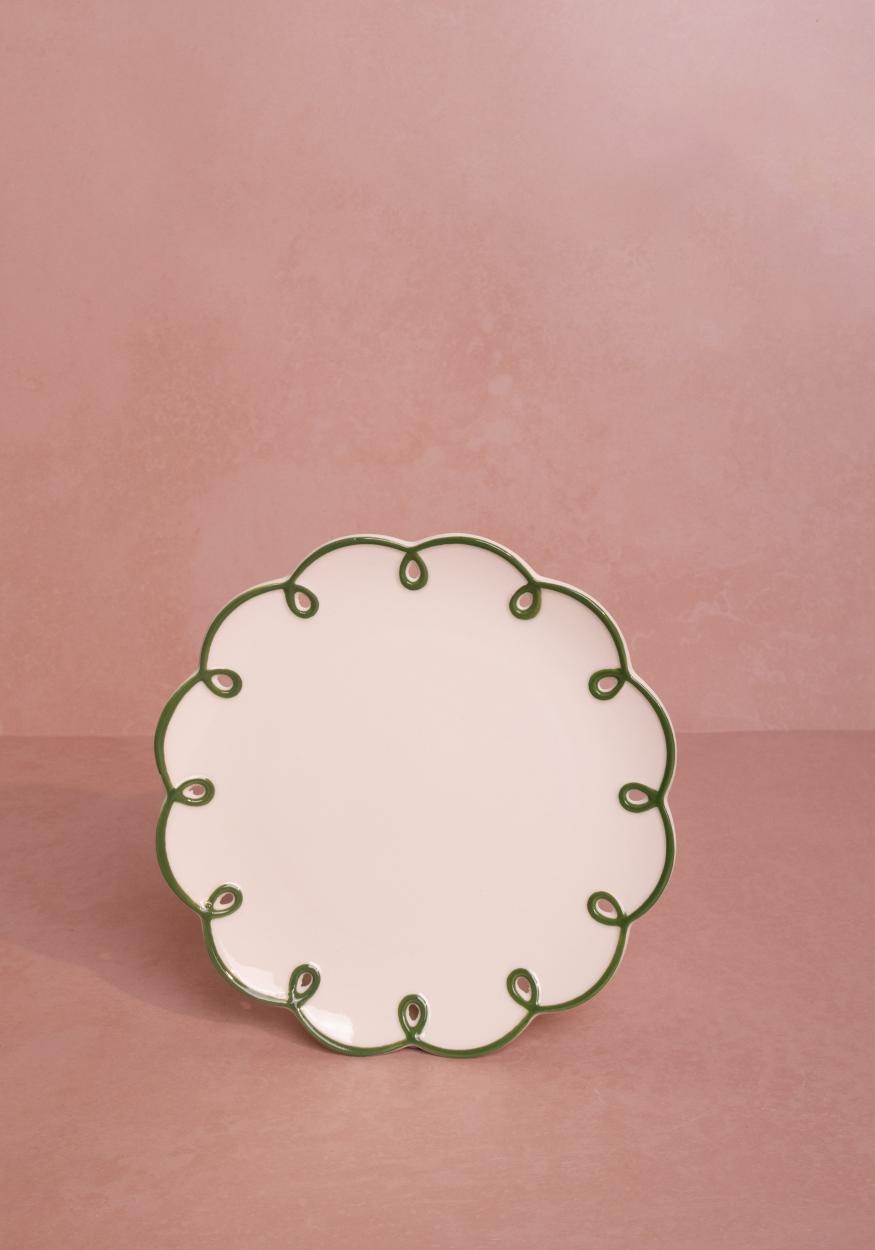 Glorious Green Scalloped Side Plates - Set of 4