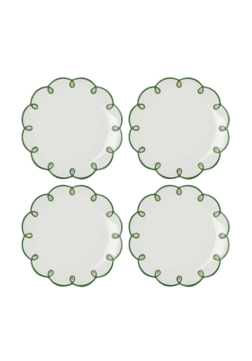 Glorious Green Scalloped Tea Plates - Set of 4