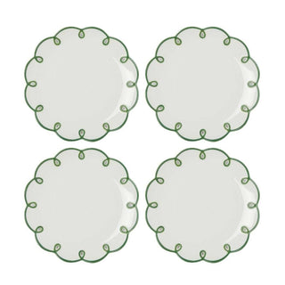 Glorious Green Scalloped Tea Plates - Set of 4