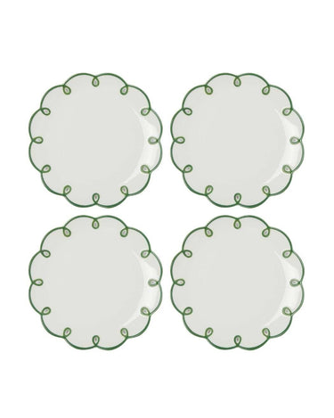 Glorious Green Scalloped Tea Plates - Set of 4