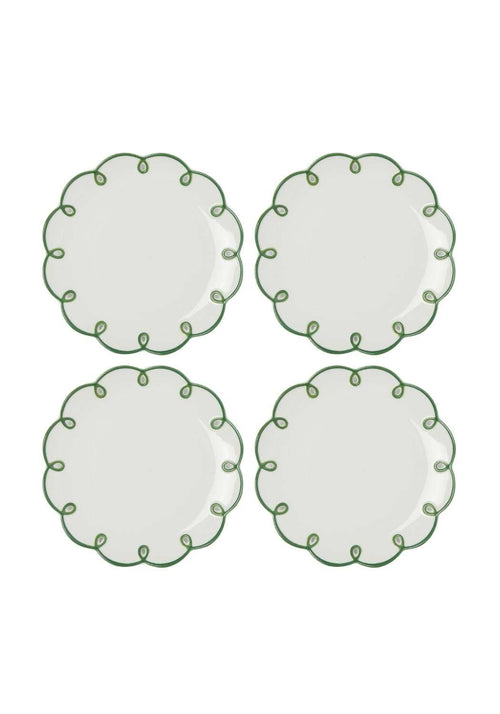 Glorious Green Scalloped Tea/Pudding Plates - Set of 4