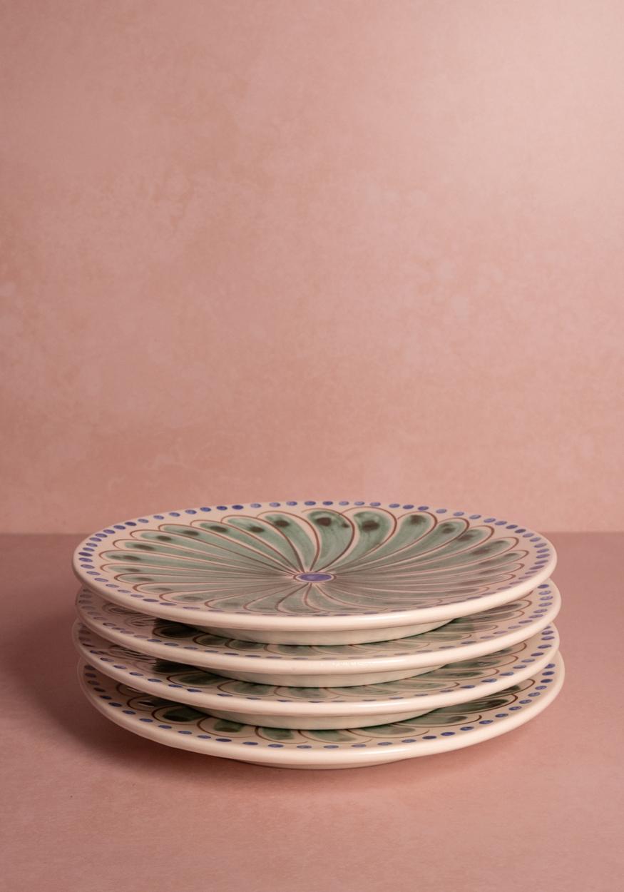 Side Plate Peacock Side Plate, Green Set of 4