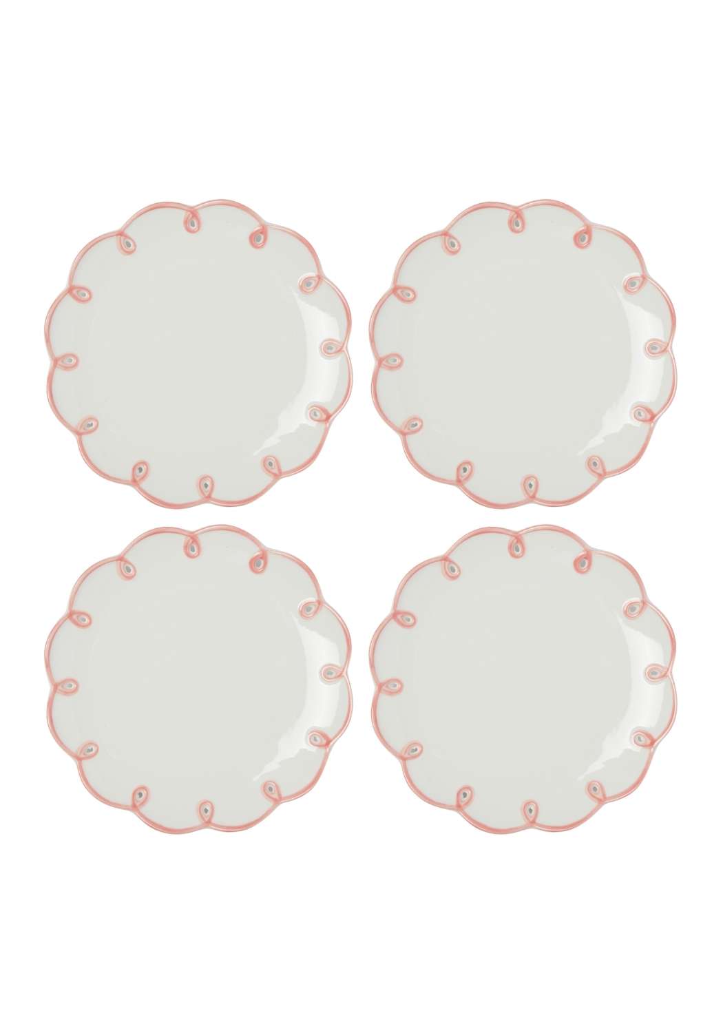 Pretty In Pink Scalloped Tea Plates - Set of 4