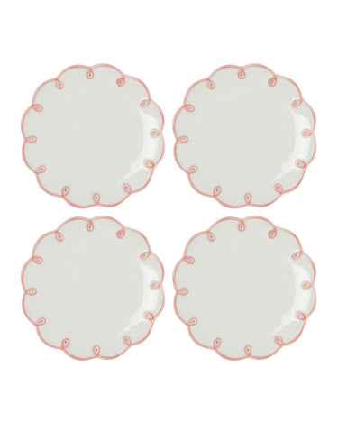 Pretty In Pink Scalloped Tea Plates - Set of 4