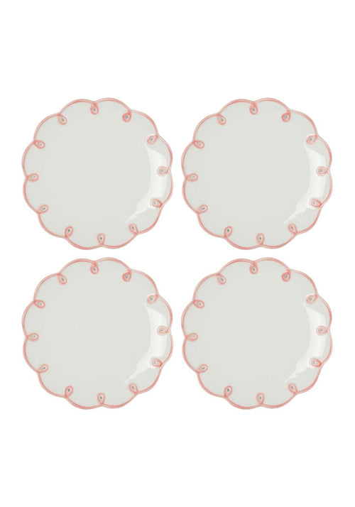 Pretty In Pink Scalloped Tea/Pudding Plates - Set of 4