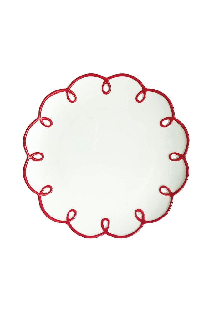 Rosy Red Scalloped Tea Plates - Set of 4