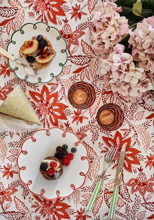 Rosy Red Scalloped Side Plates - Set of 4