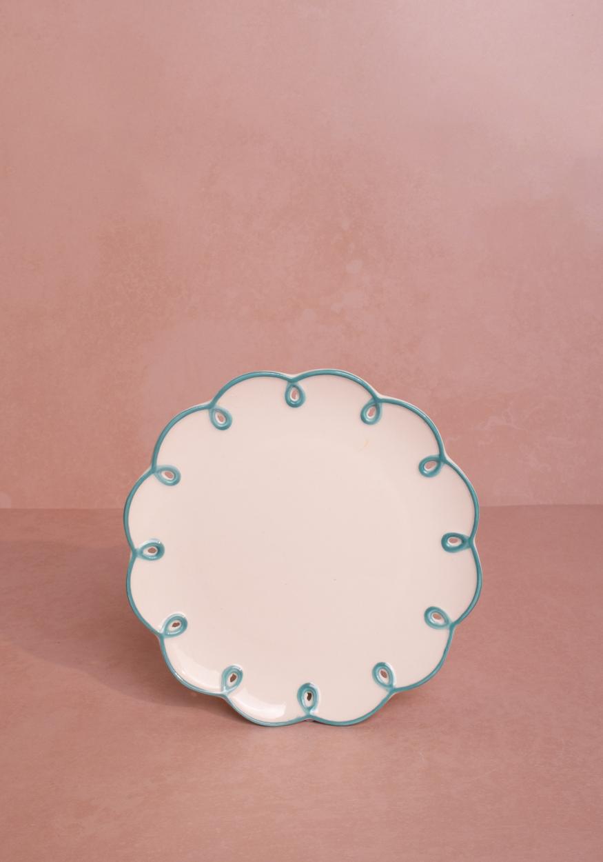 Sky Blue Scalloped Side Plates - Set of 4