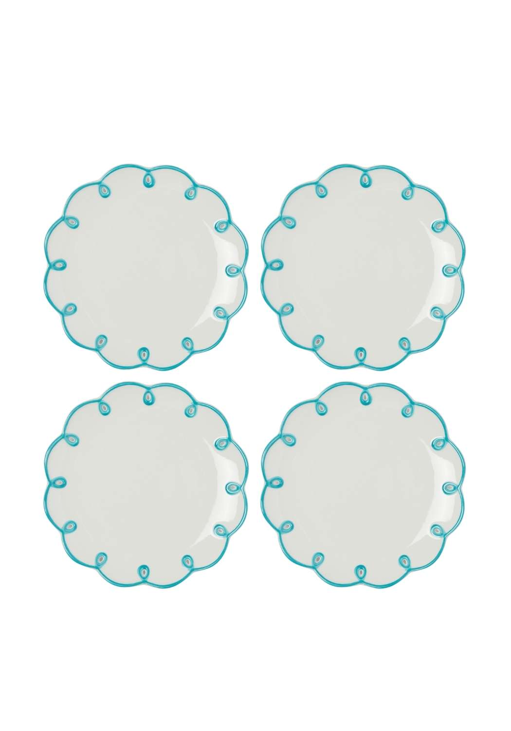 Sky Blue Scalloped Tea Plates - Set of 4