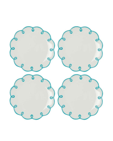 Sky Blue Scalloped Tea Plates - Set of 4