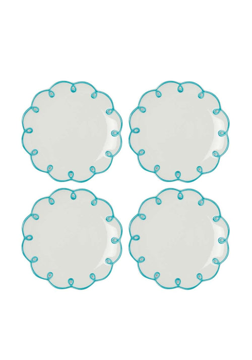 Sky Blue Scalloped Tea Plates - Set of 4