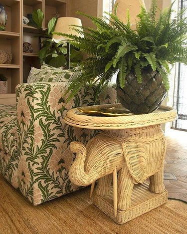 Rattan Elephant Side Table