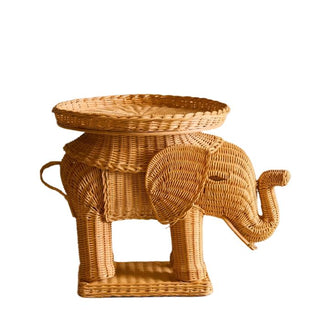 Rattan Elephant Side Table