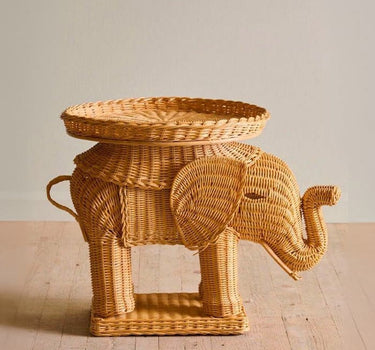 Rattan Elephant Side Table