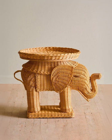 Rattan Elephant Side Table